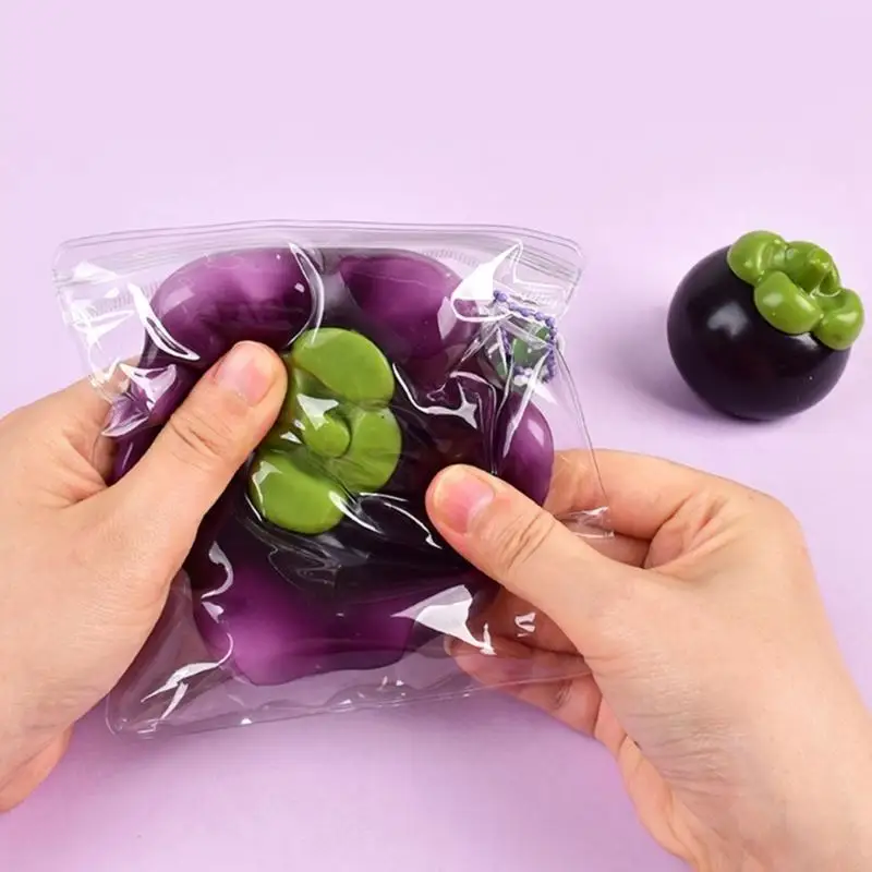 

Squeeze Sensory Toy Realistic Mangosteen Portable Deformation Plaything For Anxiety Relief