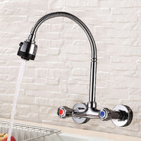 Dual Handle Faucet, Wall-Mounted Two-Handle Sink Mixer 360° Rotatable Kitchen Sink Drinking Water Tap