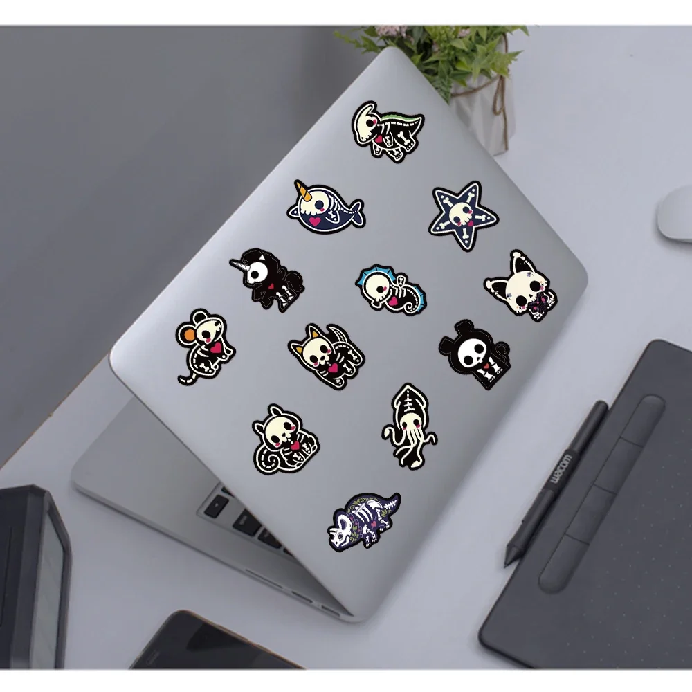 50Pcs Cartoon Animals Skeleton Skull Stickers Cute Horror DIY Stickers Scrapbooking Phone Luggage Skateboard Waterproof Decals