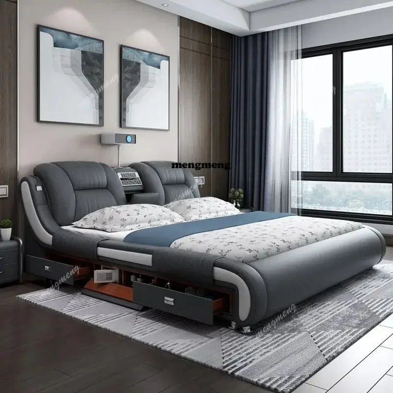 

Minimalist Lazy Bed Headboard Sleeping Cabinet Double Multifunctional Bed Modern Luxury Literas Para Adolescente Home Furniture