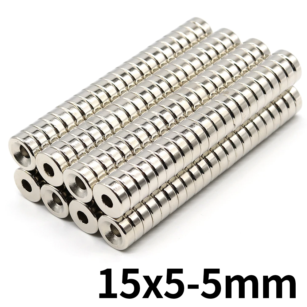 

Neodymium Magnet 15x5-5 Round NdFeB N35 15mm x 5mm Hole 5mm Super Powerful Small imanes Permanent Magnetic Disc 10/20/50Pcs