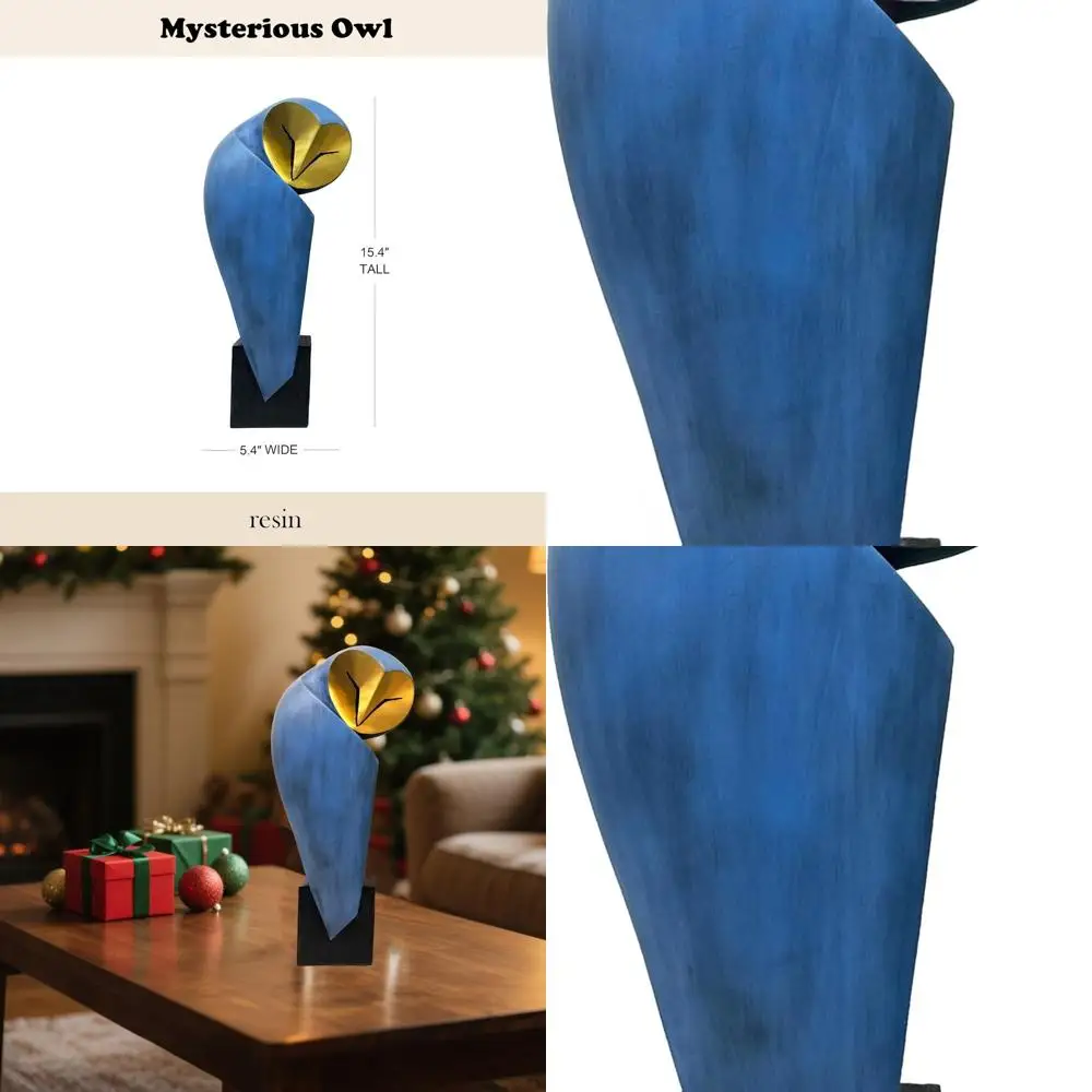 

Винтажная сова из смолы ручной работы 15, современный декор середины века для полок, столов и камин