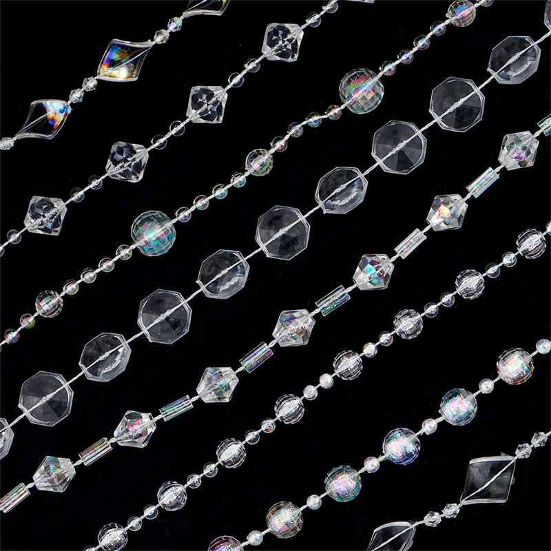 3-5yards Imitation Pearl Acrylic Beaded Chain Trim Garland Strand for DIY Door Curtain Wedding Christmas Party Embellished Decor