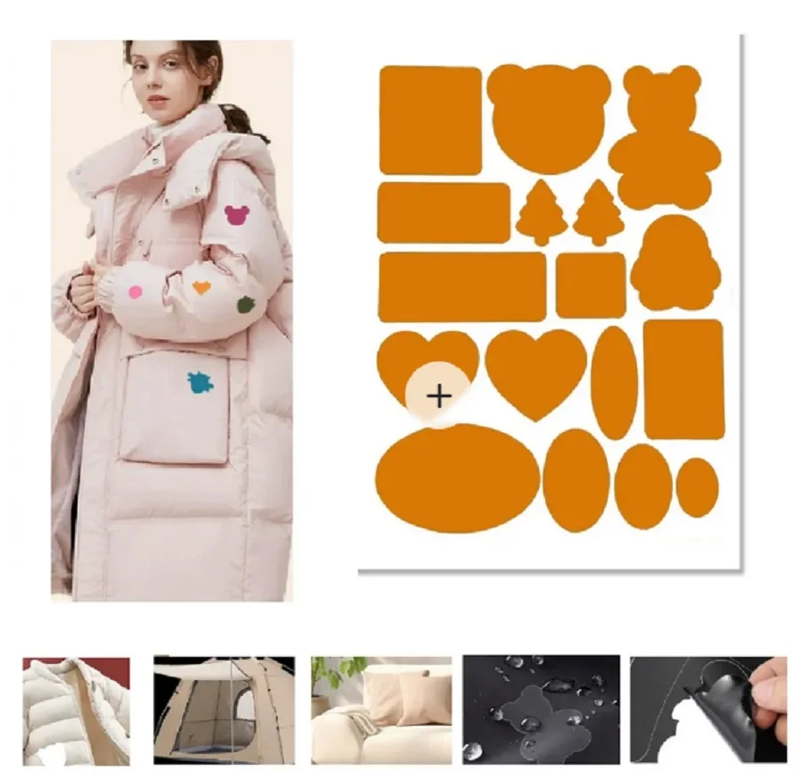 Washable down Self-Adhesive Repair Patch Kit Durable Fabric Patches for Clothes Bags Jacket Gear - Easy Patching Solution