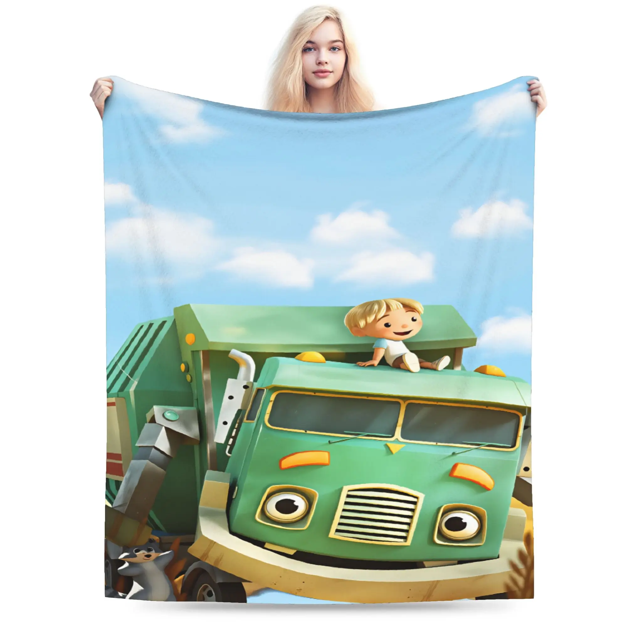 Hank and Trash Truck Flannel Blanket Girls  Warm Throw Blanket Spring Living Room Bedspread Sofa Bed Cover