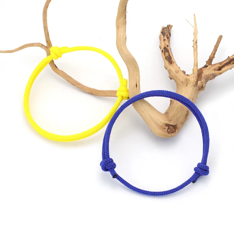 2 Teile/satz Grade A 3mm Ethnische Schnur Kette Armband Männer Frauen Handgemachte Schiebe Ukraine Flagge Farbe Armband Glück roten Faden Armband