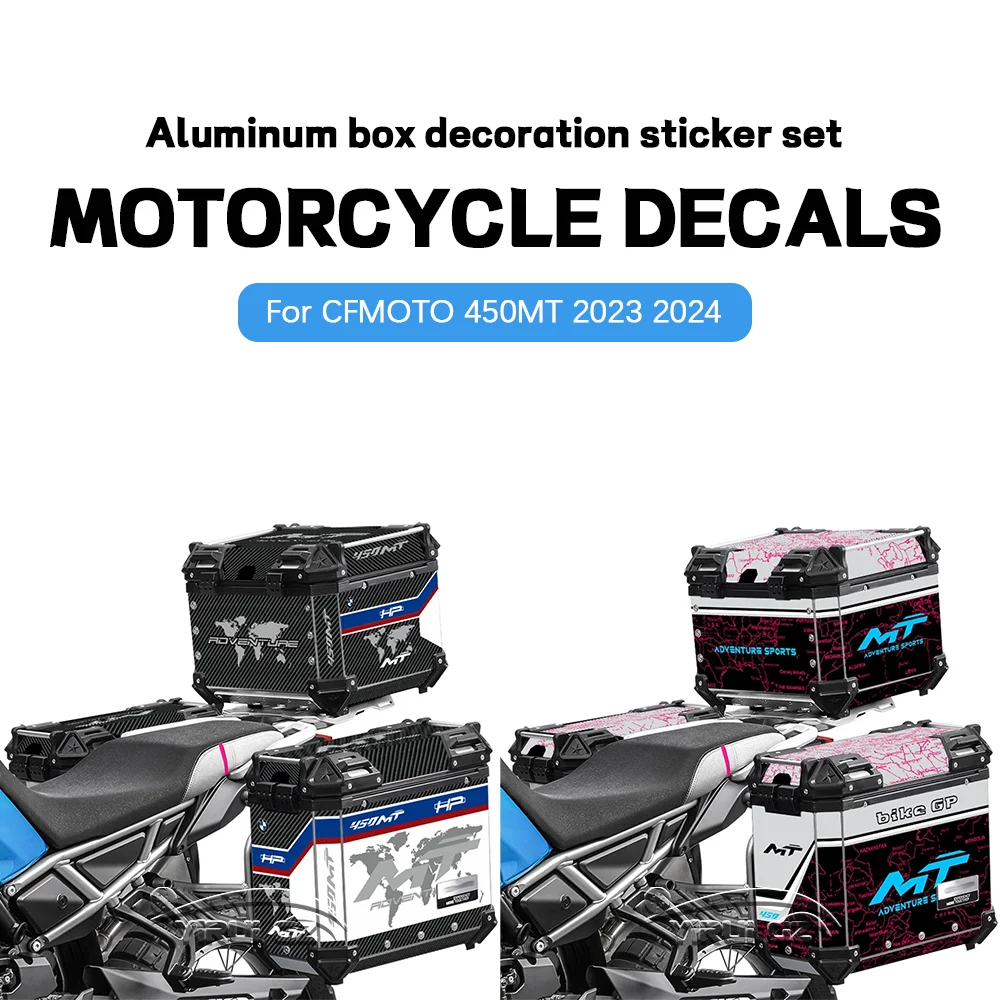 

Корзина багажника для CFMOTO 450MT, наклейки на мотоцикл, декоративная наклейка для хвостовой коробки, набор наклеек на чемодан, алюминиевый комплект из трех коробок 450 MT