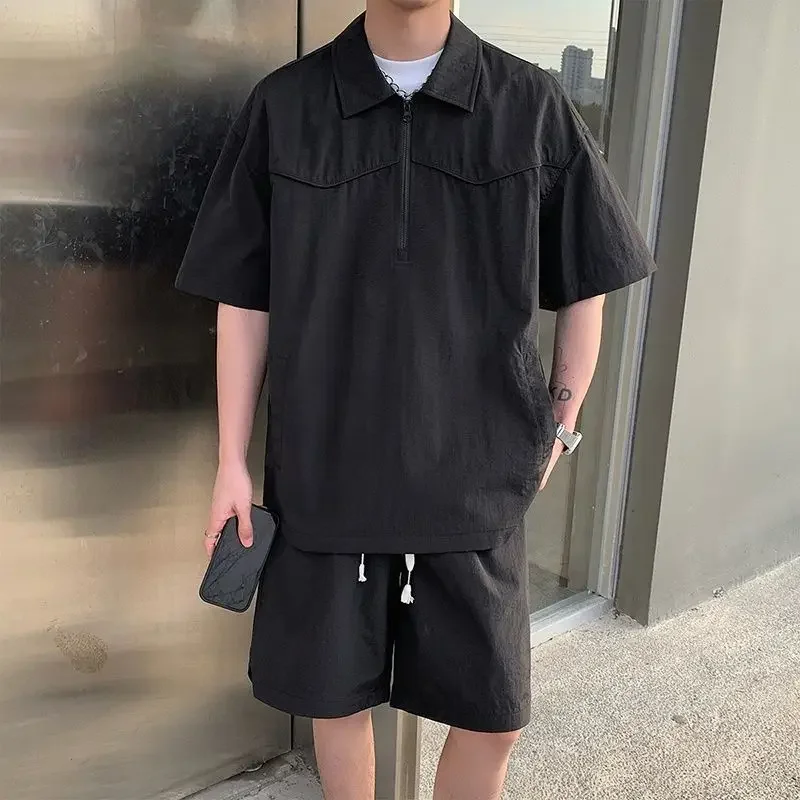 

Plain Sports Suits Shirts Shorts Men Basic Original Brands Two-piece Set Outfits Baggy New in Matching Slim Fit Loose Man Sets