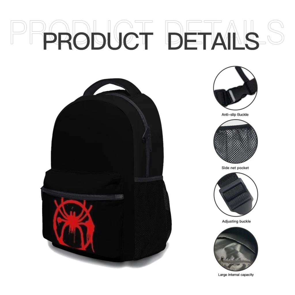 Mochila versátil con logotipo de miles morales, de gran capacidad bolsa impermeable, lavable, para ordenador, Unisex