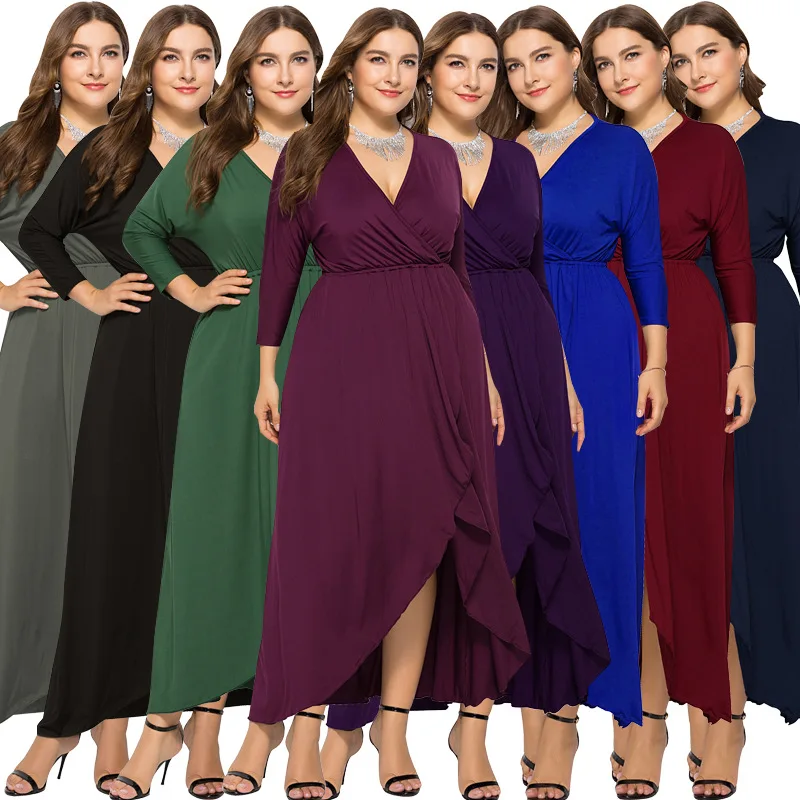 Neue plus Größe Lange Sommer Dr Frauen Casual Kleidung Polyester Faser 80% Polyurethan Elastische Faser 20% Damen Faionable Kleid