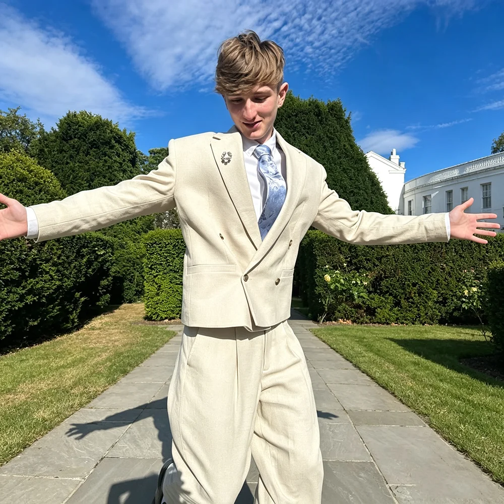 Men Formal Two Piece Tuxedo Prom Suit Male Groom Wedding Short Blazers High Quality Groomsman Business Banquet Party Suits