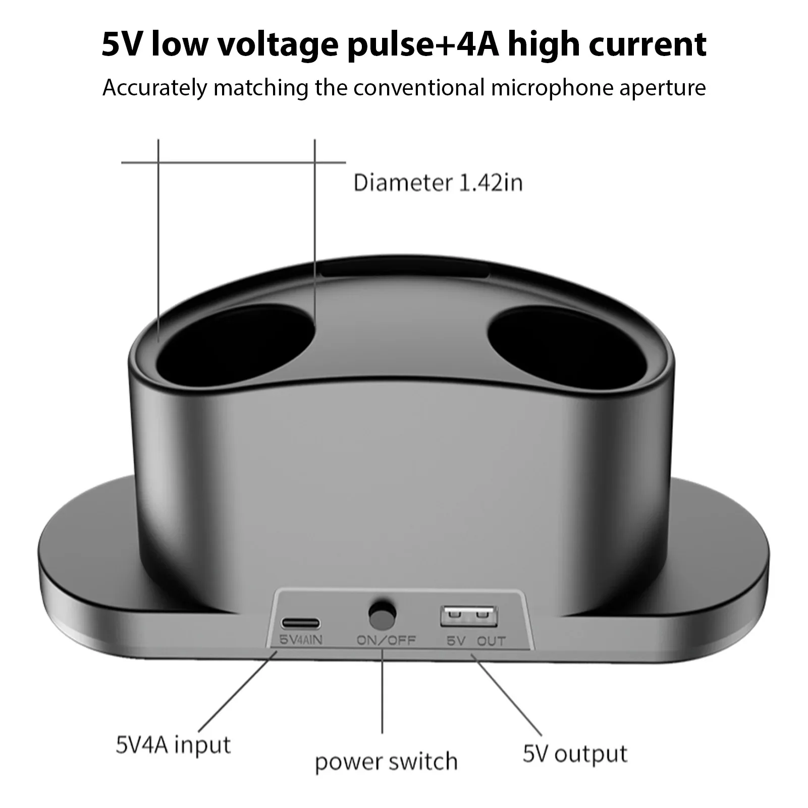Dual Magnetic Wireless Microphone Charging Stion Universal Mic Charger Portable Desktop Stand Smart Energy Savtaing Plug&Play