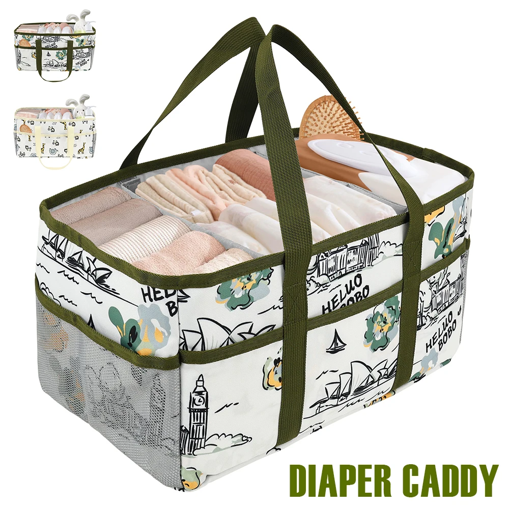 

Детская подгузник Caddy из ткани Оксфорд, легкая корзина для хранения детских подгузников с ручками и съемными перегородками, органайзер для подгузников для новорожденных
