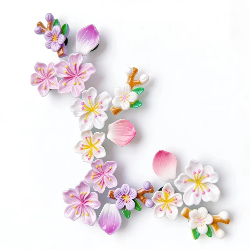 Whole Set Hot Sale DIY Hole Shoes Charms for Sakura style Handmade Charms Designer Quality Garden Shoe Decoration Girl Gift