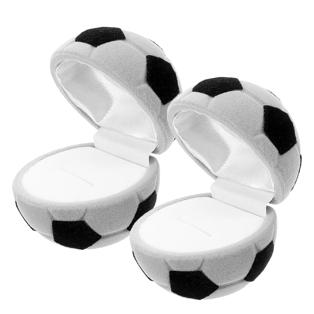 

2 шт. коробки для украшений с милым мультяшным дизайном в виде футбольного мяча, портативный органайзер для хранения колец и серег, подарочная упаковка, дорожный футляр