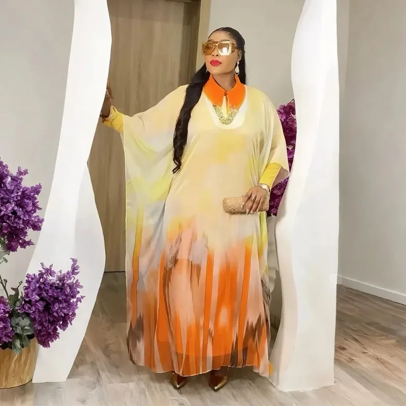 

Customized Plus Size African Party Dresses for Women 2025 New Summer Chiffon Long Maxi Dress Elegant Kaftan Muslim Gown Africa