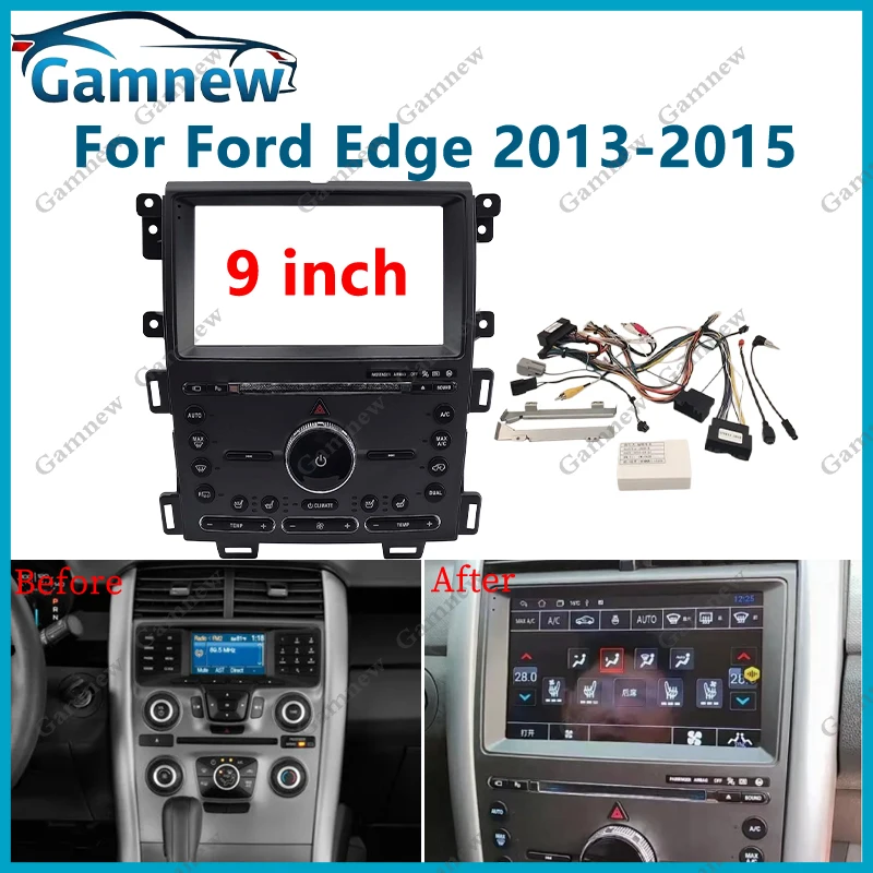 9 Inch Car Frame Fascia Adapter Canbus Box Decoder Android Radio Dash Fitting Panel Kit For Ford Edge 2013-2015