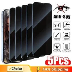 Protecteur d'écran de confidentialité à couverture complète, verre anti-espion pour iPhone 16, 11, 12, 13, 14 Pro Max, Mini, 8K, 15 Pro, Poly X, XS MAX, 5 pièces