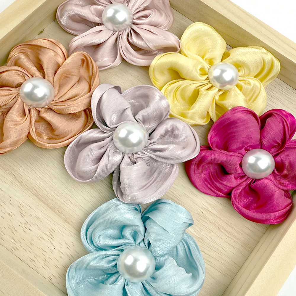

6pcs/lot Baby Girls Colorful Flower Hair Clip For Soft satin Flowers Hairpins children Headwear Fashion Hair Accessories