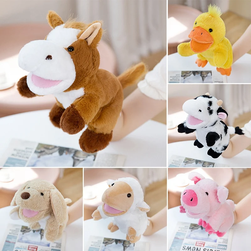 

Cartoon Stuffed Plush Animals Hand Figer Story Puppet Kawaii Dolls Educational Baby Toys Duck Dog Pig Sheep Horse Children Gifts