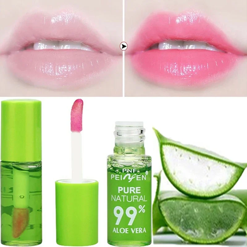 1PCS Moisturizing Natural Aloe Vera Color Changing Lip Gloss Portable Waterproof Long Lasting Nutritious Lips Care Lipstick