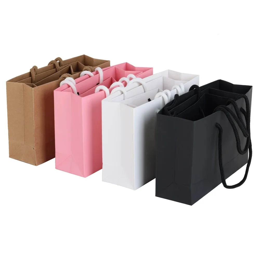 8/16 Stück hochwertige Kraftpapiertüten mit Griffen, wiederverwendbare Schmuck- und Kleidungsverpackung für Hochzeit, Geburtstag, Party, Geschenke – Detail 2