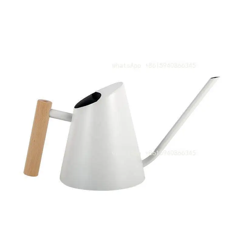 Stainless steel tapered wooden handle watering kettle Gardening watering kettle Household green plant watering kettle