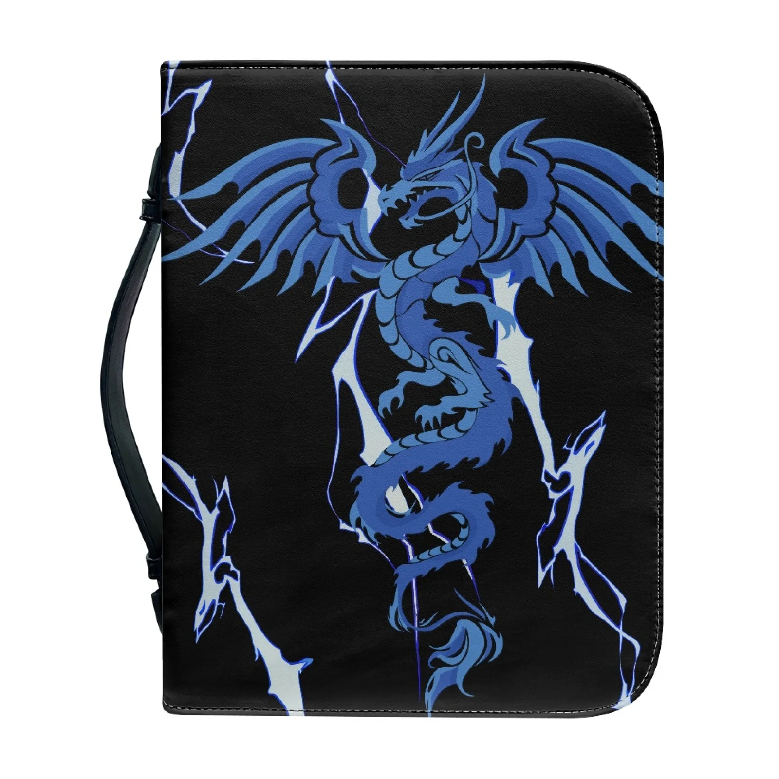 XIXIRIMIDO Blue Thunder Dragon 2026 New Sturdy Church Bible Bag for Study PU Leather Bible Cover