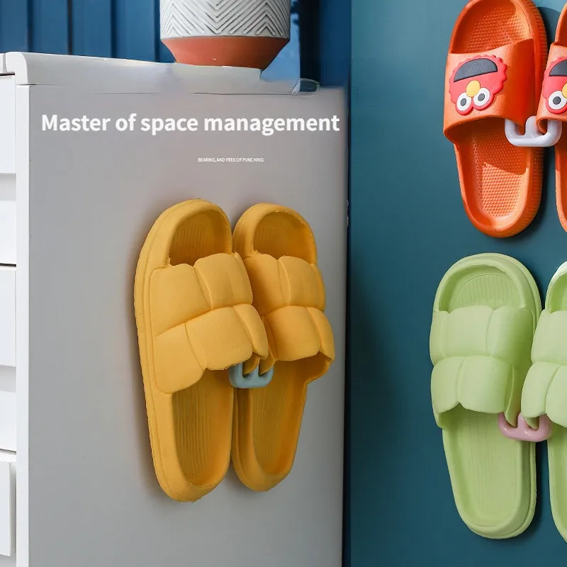 Slippers Rack Plastic Wall-mounted Waterproof Rack No Punching Simple Bathroom Slipper Hook Home Bedroom Neat Storage Rack