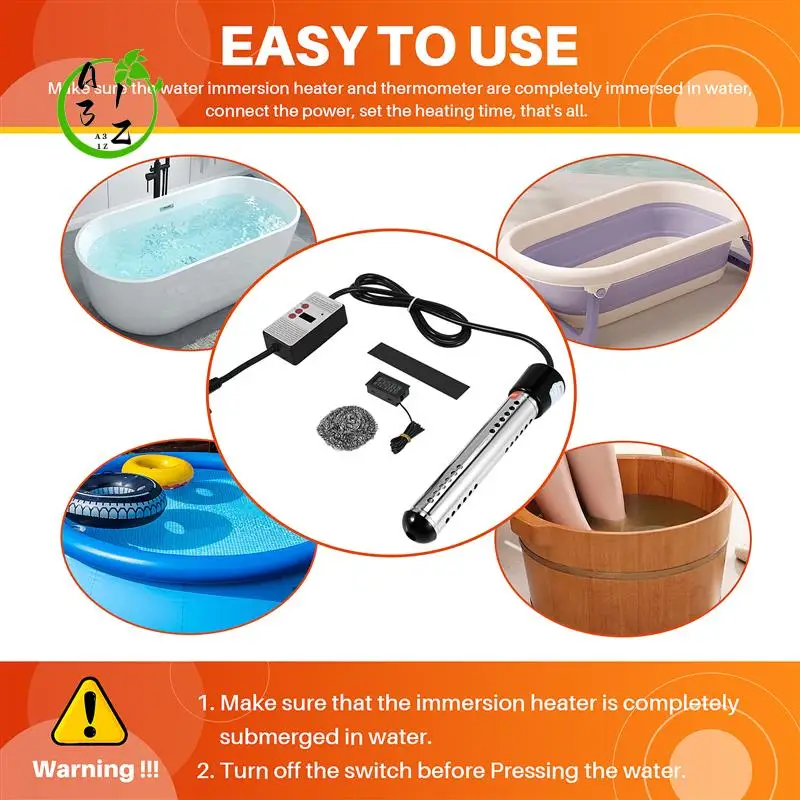 

A31Z-2500W Immersion Heater, Pool Heater Automatic Timer, Safe Pool Heating Immersion Heater, Perfect For Home Eu Plug