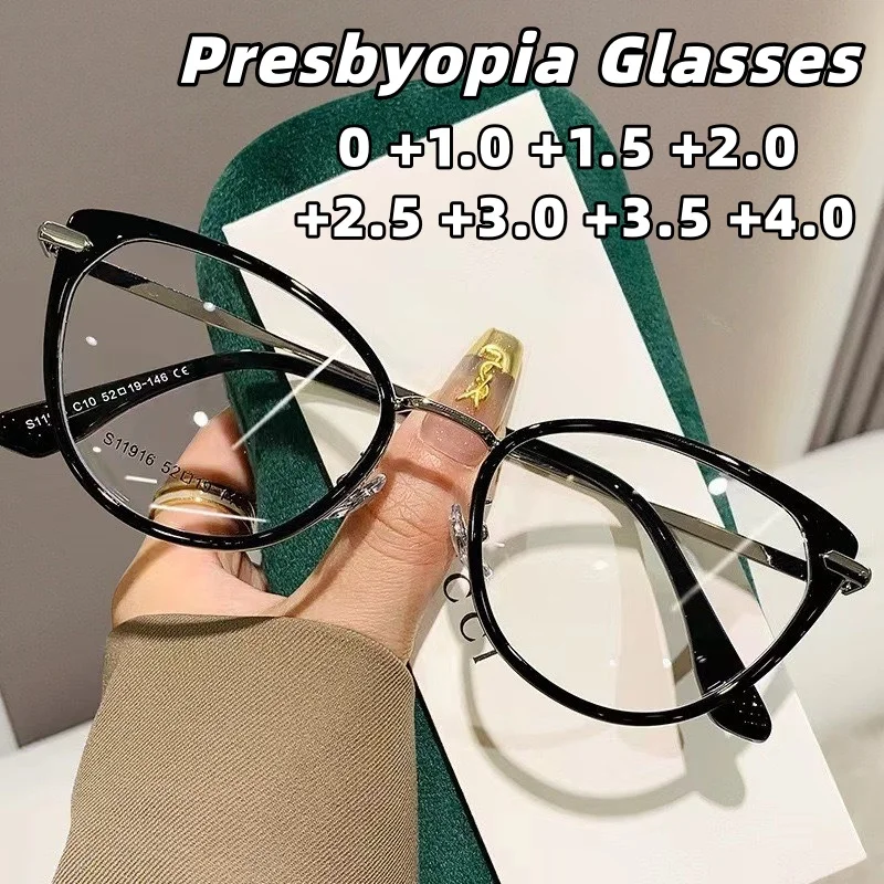 

New Retro Cat-Eye Anti-Blue Light Presbyopia Eyewear Stylish Ultra-Lightweight Comfortable Reading Glasses Unisex 0 To +4.0