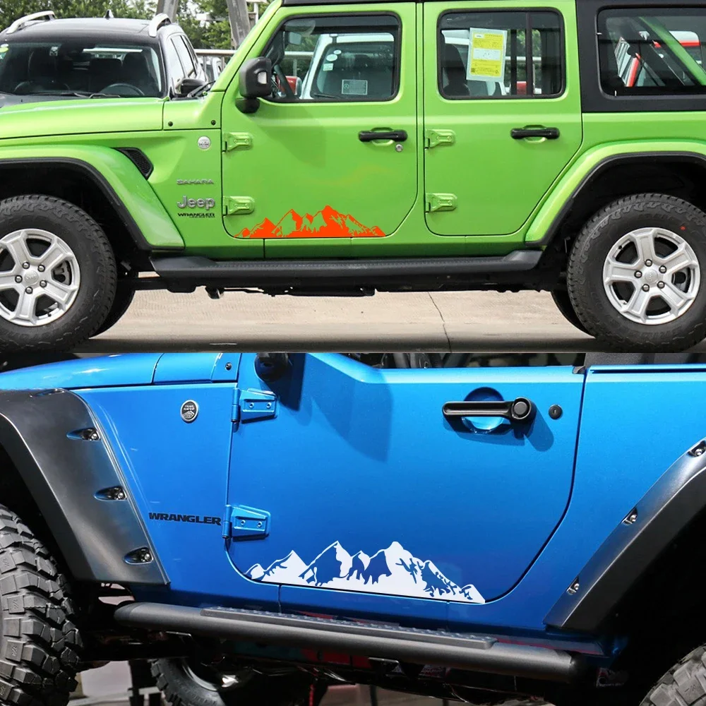 2Pcs Mountain Vinyl Decal, Offroad Sticker For Jeep Renegade Wrangler JK Grand Cherokee Compass