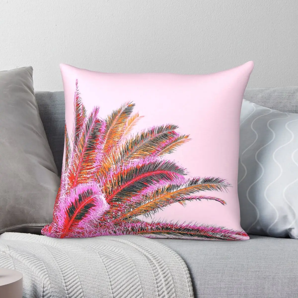 Fiesta Palms Candy Pink Square Pillowcase Polyester Linen Velvet Creative Zip Decor Throw Pillow Case Sofa Cushion Cover