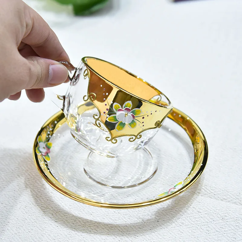 1pc  Nordic Style Light Luxury Enamel Flower Coffee Cup Home Office Afternoon Tea Cup Drinking Utensil Suit