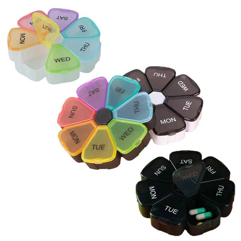 

7-дневная круглая портативная коробка для таблеток, новые мини-маленькие дорожные футляры для витаминов, контейнер-органайзер для хранения планшетов, инструменты для рыбных масел