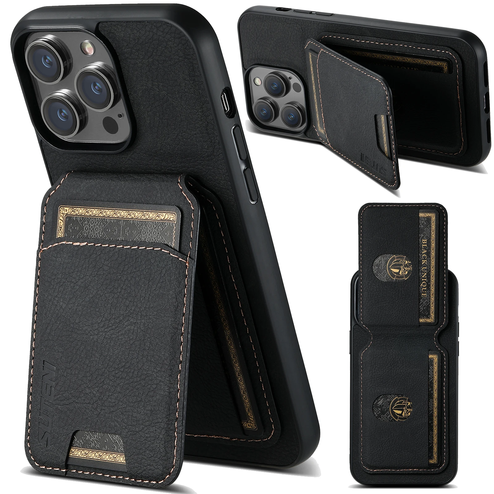 SUTENI Kartenhalter Kartenhülle Handyhülle Luxus PU Leder Handyhalter für iPhone 16 Pro Max 15Plus 14 13 12 11 XR X – Detail 32