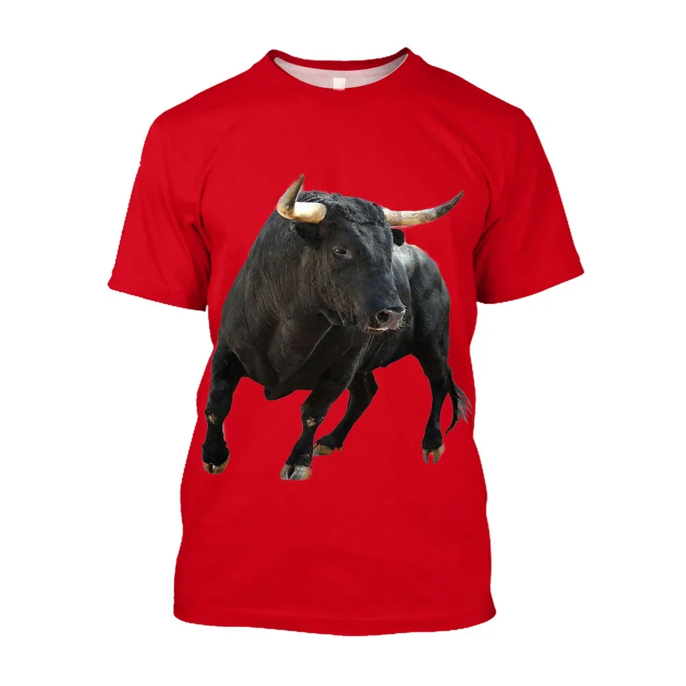 Fun Macho 3D North African Bull Print T-shirt Men Oversized Smooth Spanish Bullfighting Loose T-shirt Street Wear T-shirt