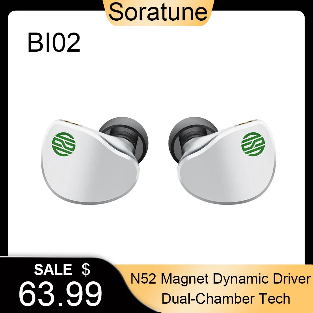 

Soratune BI02 Новые Hi-Fi наушники, двухкамерные наушники-вкладыши с магнитом Tech × N52, динамический драйвер с микрофоном, разъем 3,5 мм/тип C