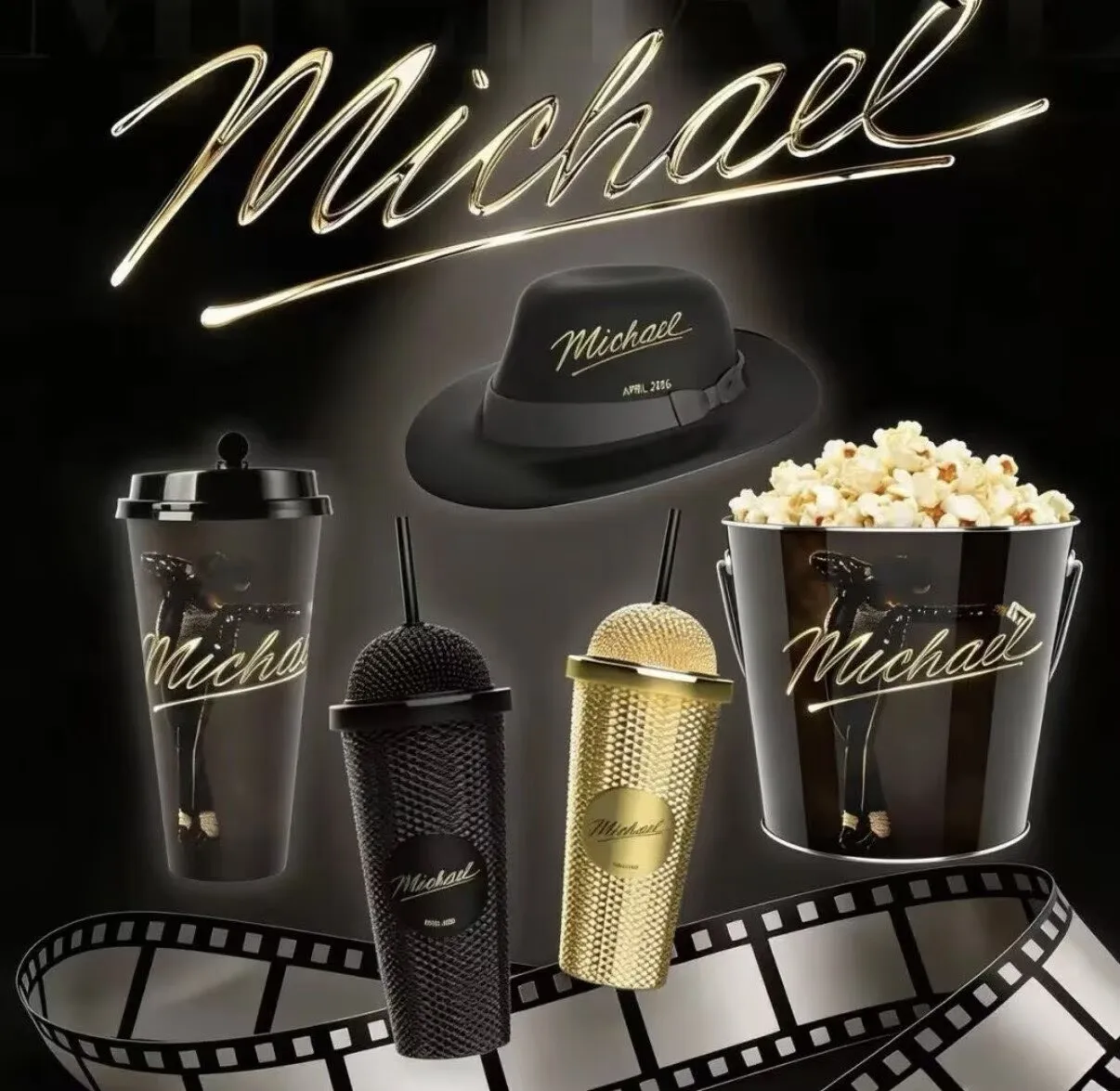 En Stock: Mercancía Oficial de la Película Superstar de Michael Jackson - Micrófono, Taza, Botella de Agua, Gorro, Cubo para Palomitas con Forma de Sombrero