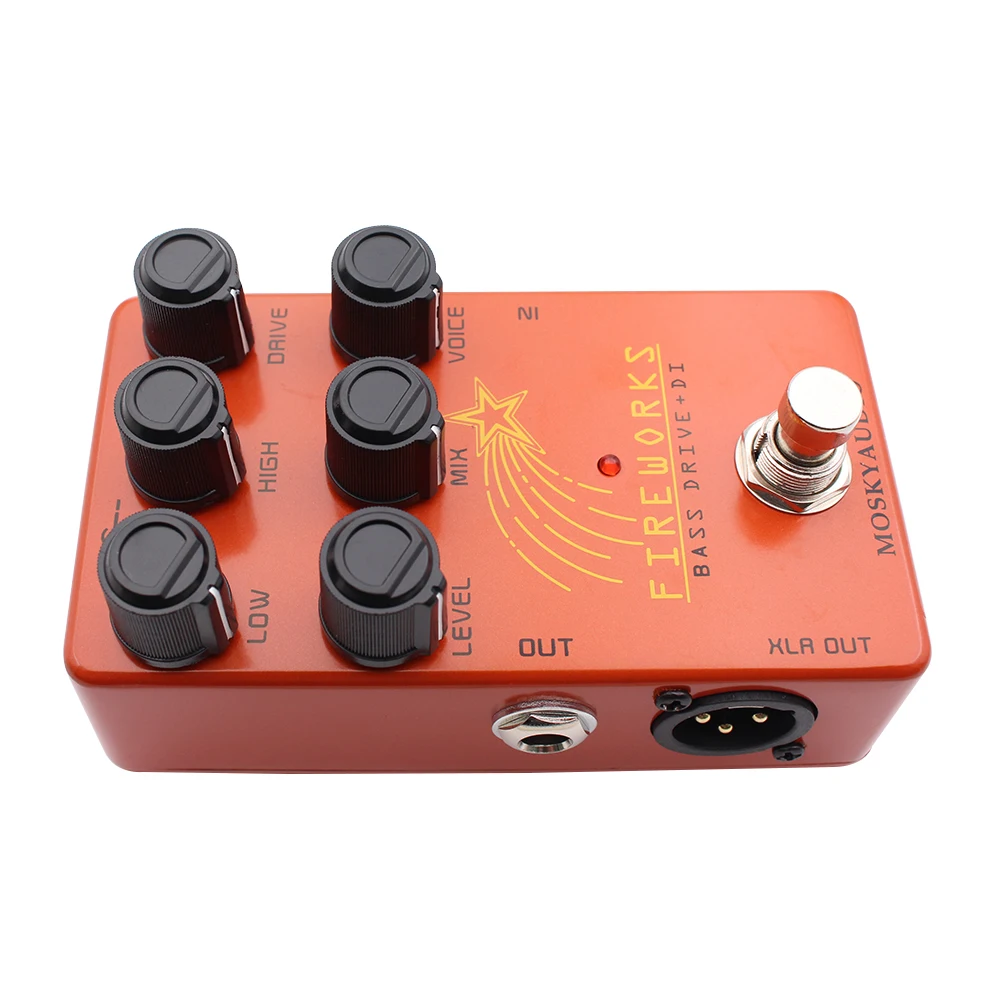 Mosky Fire Works Bass Driver DI Effect Pedal for Electric Bass with Level Mix Voice Drive Control,Overdrive Effect Pedal