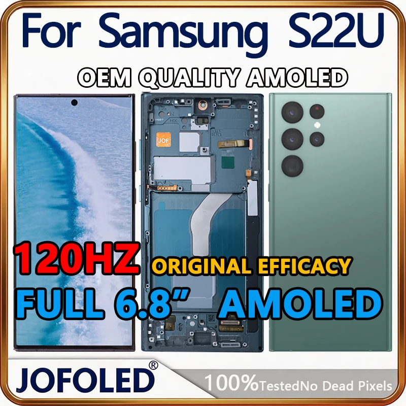 6.8' 120Hz AMOLED For Samsung Galaxy Pantall S22 Ultra LCD with Frame S908B S908U Display Assembly Touch Screen Digitizer