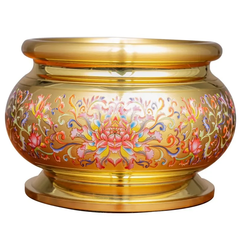 Yjq cloisonne incense burner incense household offering pure copper indoor incense burner bowl offering Buddha large