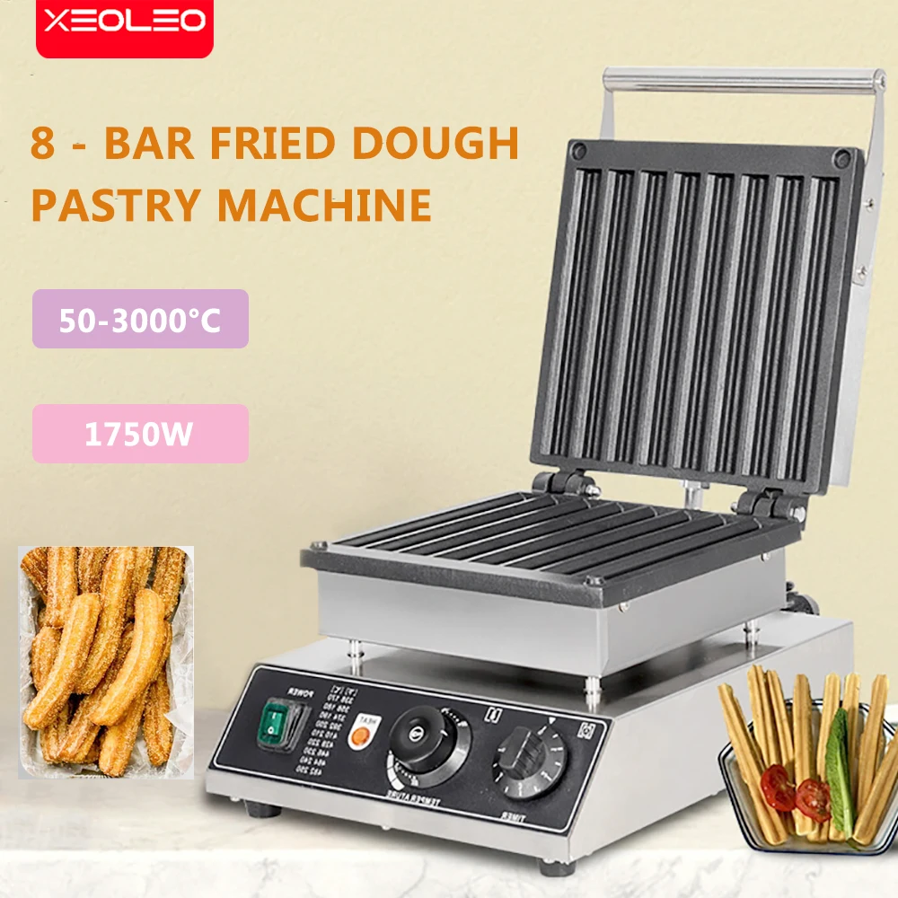 XEOLEO-Churro elétrico que faz a máquina, Churros Waffle Cone, máquinas de cozimento antiaderente, 1750W, comercial