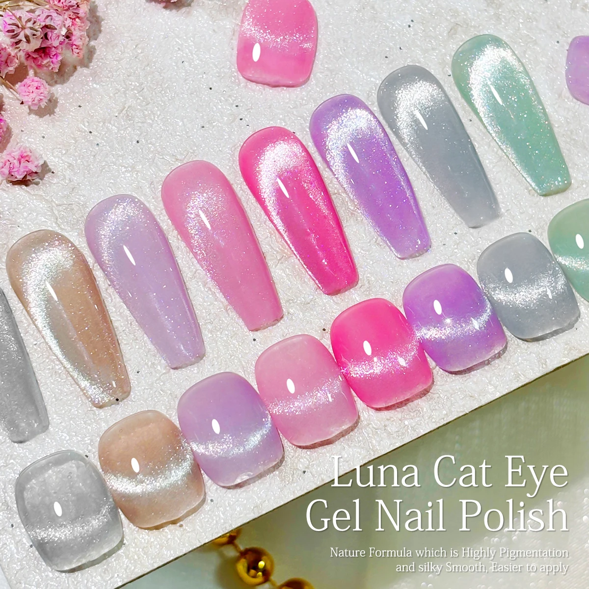 Smalto per unghie gel Heimat Frisch Single Bottle Moon White Cat Eye - Lucido e lucido, formula senza alcool, applicazione fluida, sui