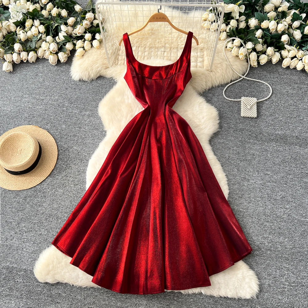 Chic vintage Sexy sleeveless Ruched Fairy Vacation Long dress Women Boho Sundress ceremony dresses