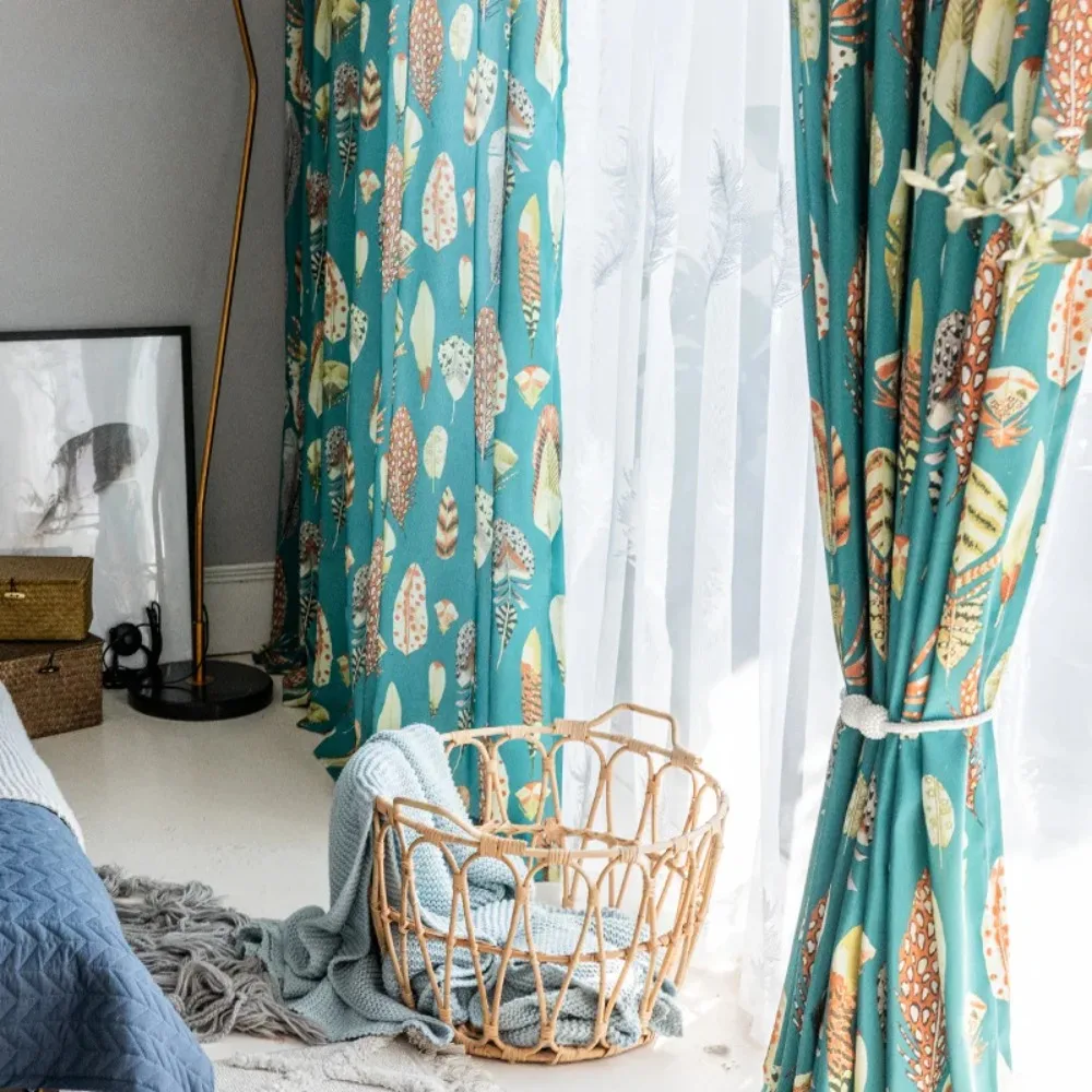 Korean Style and Simplicity Curtains for Living Room Bedroom Dining Room Polyester Cotton Printed Blackout Customized Curtains