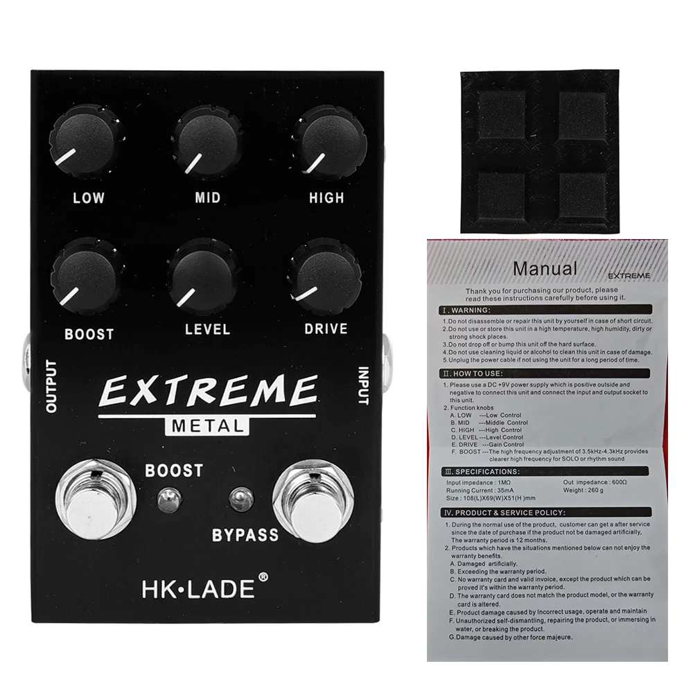 SA-03 Extreme Metal Distortion Guitar Effect Pedal Metal Rock & Punk Sounds Electric Guitar Pedal True Bypass Guitar Accessories