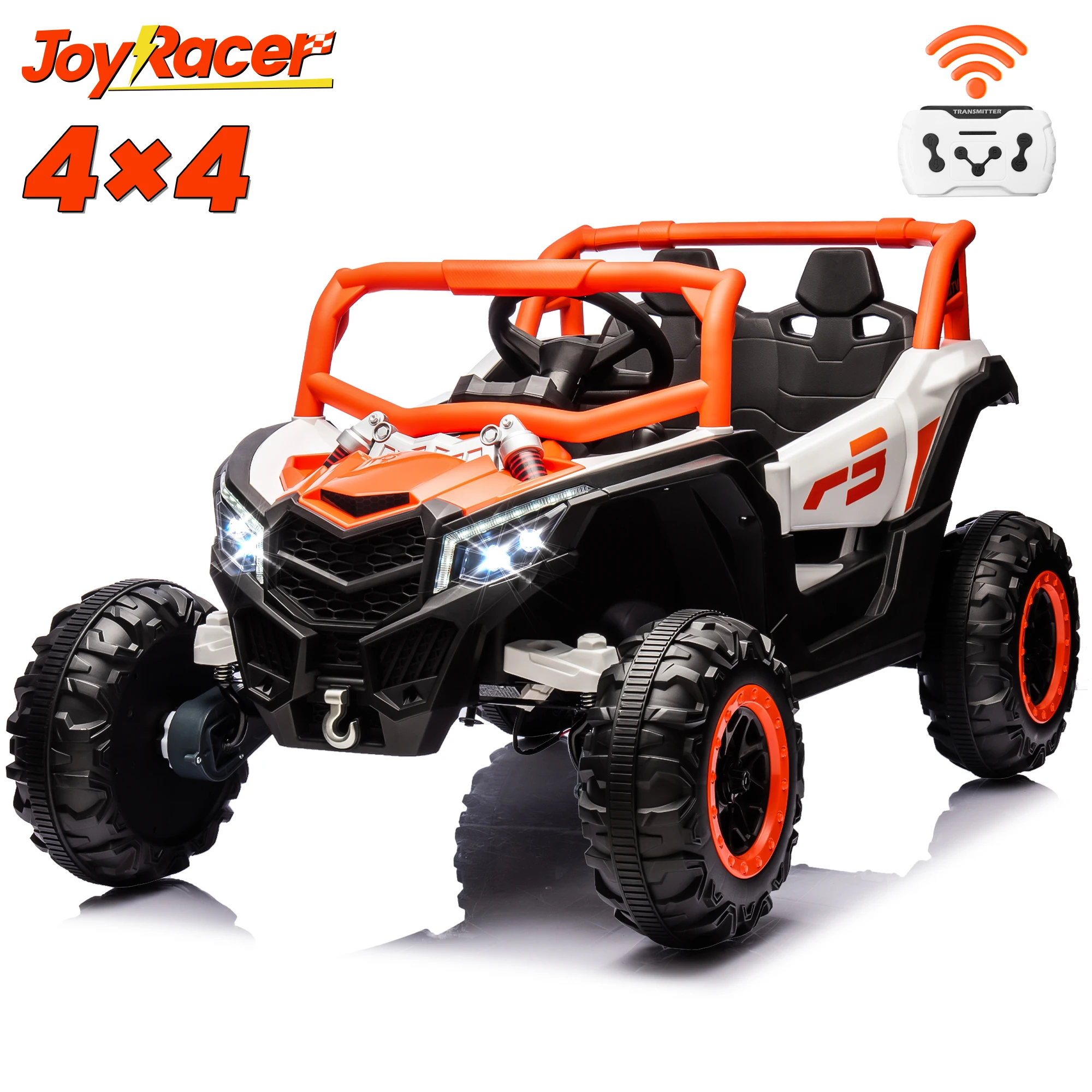 24V rit op auto voor kinderen met afstandsbediening, JOYRACER off-road UTV op batterijen, 4x150W motoren, 4 schokdempers, max. 4,5 mph