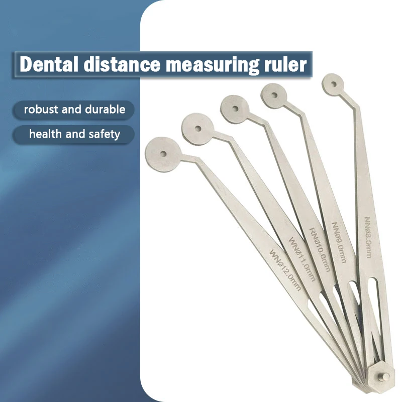 

5 Type Choices Stainless Steel Dental Distance Measuring Ruler Interproximal Reduction Guage Ruler 8-12mm Dental Materials