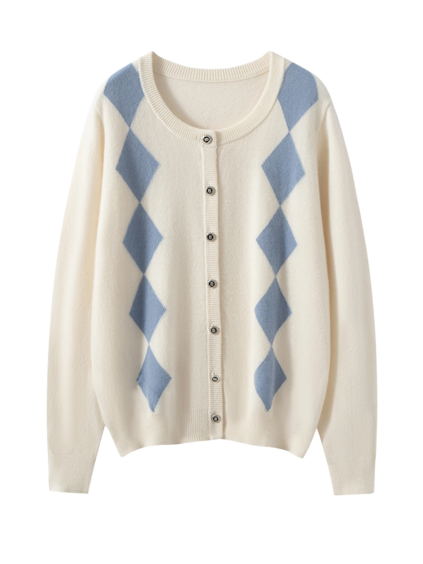 

Женский вязаный жилет с ромбовидным узором в стиле ретро, 100% кашемир, с круглым вырезом, универсальный, свободного кроя, для многослойных образов